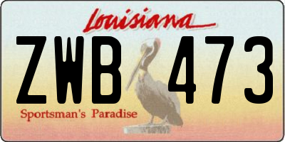 LA license plate ZWB473