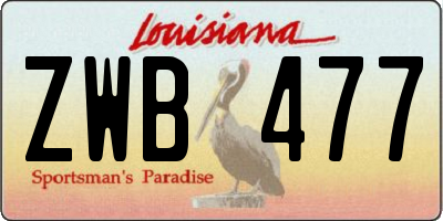 LA license plate ZWB477