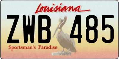 LA license plate ZWB485