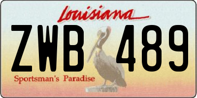 LA license plate ZWB489