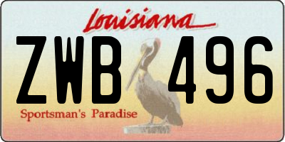 LA license plate ZWB496