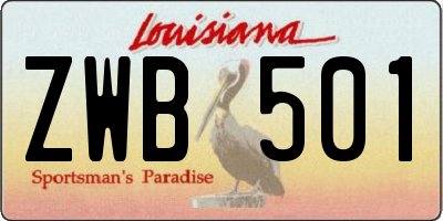 LA license plate ZWB501