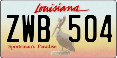 LA license plate ZWB504