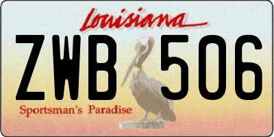 LA license plate ZWB506