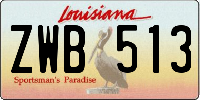 LA license plate ZWB513