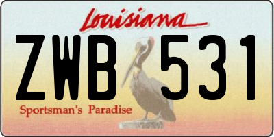 LA license plate ZWB531