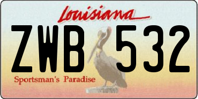 LA license plate ZWB532