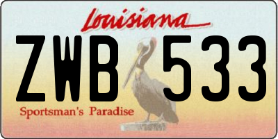 LA license plate ZWB533