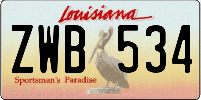 LA license plate ZWB534