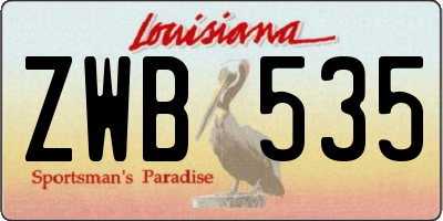 LA license plate ZWB535