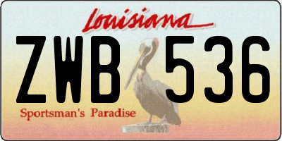LA license plate ZWB536