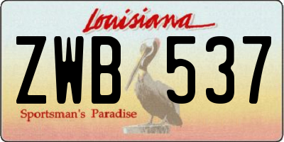 LA license plate ZWB537