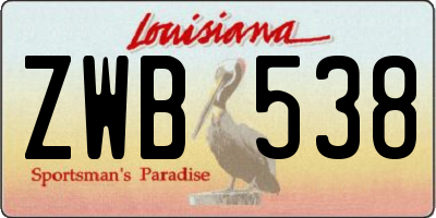 LA license plate ZWB538