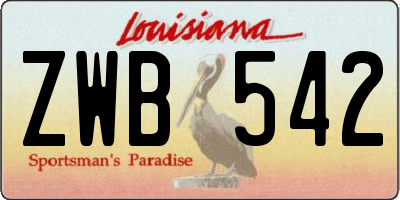 LA license plate ZWB542