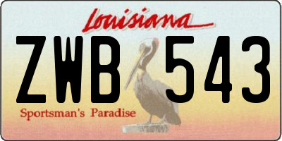 LA license plate ZWB543