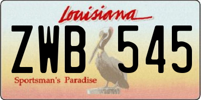 LA license plate ZWB545