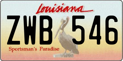 LA license plate ZWB546
