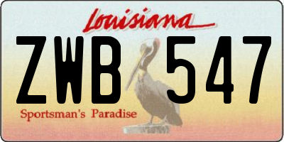 LA license plate ZWB547