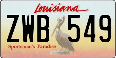 LA license plate ZWB549
