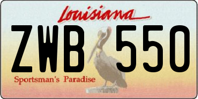 LA license plate ZWB550