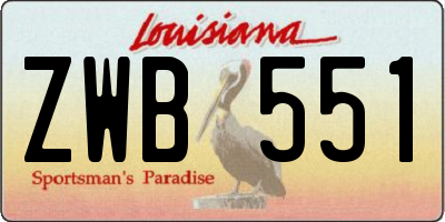 LA license plate ZWB551