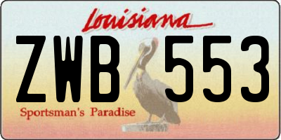 LA license plate ZWB553
