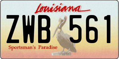 LA license plate ZWB561