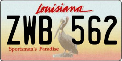 LA license plate ZWB562