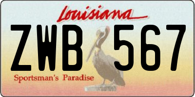 LA license plate ZWB567