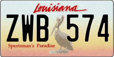 LA license plate ZWB574