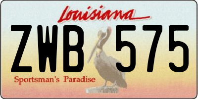 LA license plate ZWB575