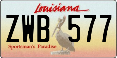 LA license plate ZWB577