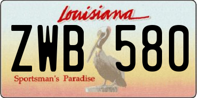 LA license plate ZWB580