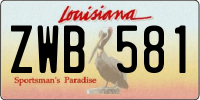 LA license plate ZWB581