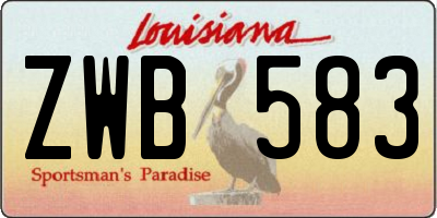 LA license plate ZWB583