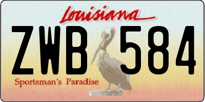 LA license plate ZWB584