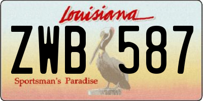 LA license plate ZWB587