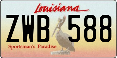 LA license plate ZWB588