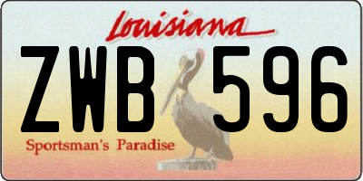 LA license plate ZWB596