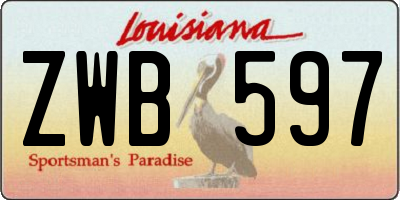 LA license plate ZWB597