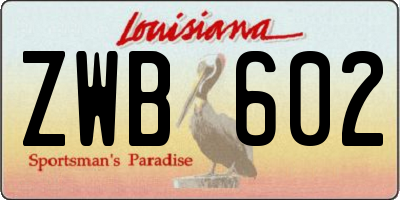 LA license plate ZWB602