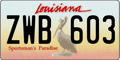 LA license plate ZWB603