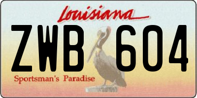 LA license plate ZWB604