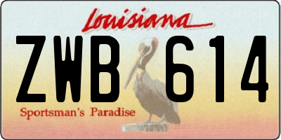 LA license plate ZWB614