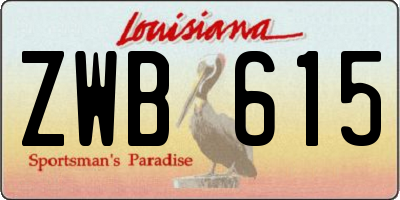 LA license plate ZWB615