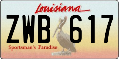 LA license plate ZWB617