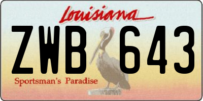 LA license plate ZWB643