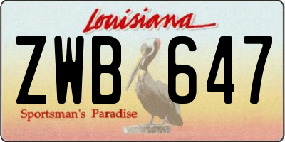 LA license plate ZWB647