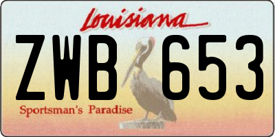 LA license plate ZWB653