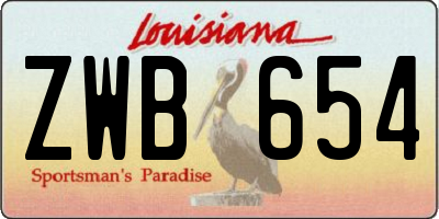 LA license plate ZWB654